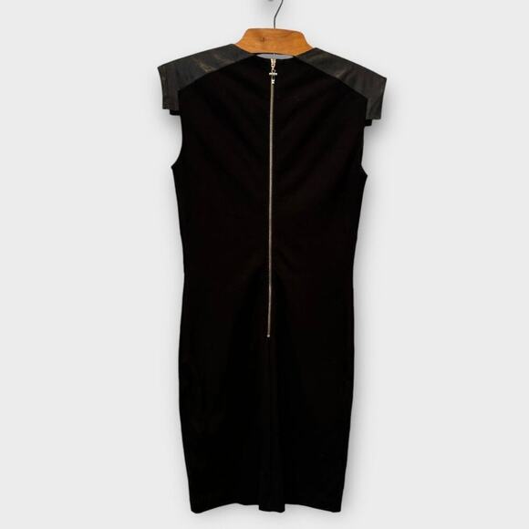Ted Baker Eadha Leather Shoulder Black Sheath Dress Size 2 - Picture 3 of 7